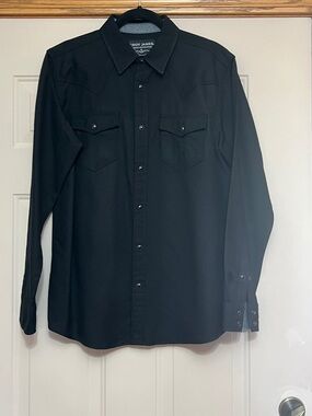 Men's Black Western Snap-Front Dress Shirt